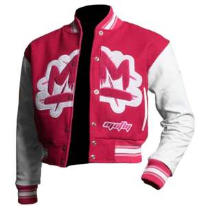 แจ็คเก็ตวาร์ซิตี้แบบครอปสำหรับผู้หญิง ผ้าผสมขนสัตว์ แขนตัดสีตัดกัน ปิดกระดุมแบบสแนป ขอบยางยืด สไตล์สตรีทแวร์ - Product Image 3