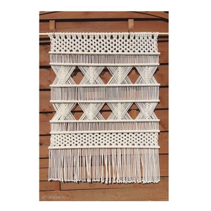 Tenture murale en coton macramé fait main en fibre naturelle art neutre décor à la maison design d'intérieur bohème décoration murale Boho - Product Image 5
