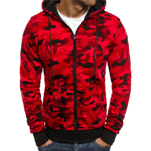 Breathable Red <b>Camo</b> Hoodies <b>Man</b> Zipper Long Sleeve Sweatshirt Pocket Hooded Custom Hoodies <b>Men's</b> <b>Jacket</b> Hoody - Product Image 1