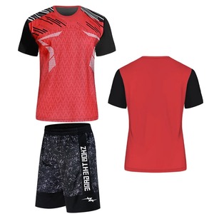 ฤดูร้อนใหม่ผู้ชายเสื้อกันหนาวชุดแบดมินตันเสื้อยืดและกางเกงขาสั้นชุดกีฬาเสื้อยืดสําหรับวิ่งเสื้อกางเกงชุดBreathable - Product Image 1