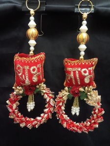 พู่ SHUBH-LABH ทำมือหลากสีเป็นมงคลสำหรับตกแต่งเทศกาลดิวาลีเป็นของขวัญคืนของตกแต่งบ้านให้ความอบอุ่น - Product Image 2