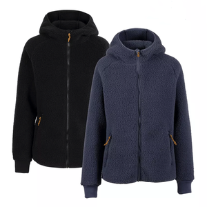 Chaqueta Sherpa con capucha para mujer Bolsillos con cremallera frontal completa Sherpa Fleece Zip Up Hoodie - Product Image 1