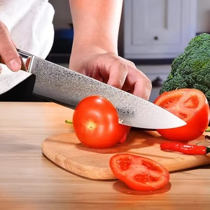 Venta al por mayor, personalizado, OEM, ODM, cubiertos de fábrica, hoja afilada fija, cuchillos profesionales calientes, cuchillo de cocina de acero de Damasco para Chef - Product Image 6