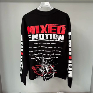 T-shirts surdimensionnés en coton pour hommes, mode en gros, haute qualité, MIXED EMOTION, T-shirt à manches longues - Product Image 2