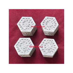 Modern Design Hexagonal Shape Handmade Natural Soapstone Carving Jewelry Storage <b>Boxes</b> For Wedding Jewelry Gifts Purpose - Product Image 1