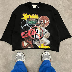 Camiseta de Hombre con Cuello Redondo, 100% Algodón, Estampado DTG, Dobladillo Deshilachado, 280 g/m², Felpa Francesa, Estampado Gráfico Recortado |   Ecológico y de Gran Tamaño - Product Image 1
