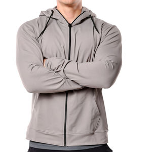 Veste à capuche à fermeture éclair sportive personnalisée pour hommes avec col montant épais style de gymnastique universitaire décontracté pour les sports de printemps marque personnelle - Product Image 1