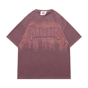 Épaule tombante personnalisée Vintage graphique vieilli coupe et coudre des patchs de broderie 100% coton imprimé coupe ample T-Shirt pour hommes - Product Image 4