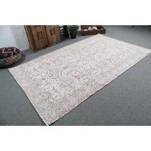 Tapis turc 5,7 x 9,1 pieds, grand tapis vintage, tapis en laine persan blanc - Product Image 2