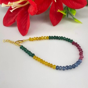 Bracelet de perles en vrac à facettes multiples en saphir de 4mm Bijoux en pierre Bijoux en pierres précieuses à facettes - Product Image 4