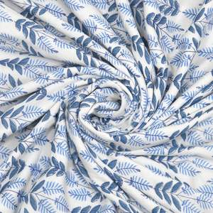 Jaipur ผ้าฝ้ายพิมพ์ลายบล็อกมือสำหรับฤดูร้อนผ้าปูเตียงแบบ malmal ขนาดเดียวกลับได้มีดีไซน์ใบไม้สีฟ้า - Product Image 3