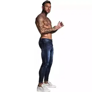 Popular Selling Men's Jeans Black Washed Scratch Ripped Skinny Stretch Mens Fashion Denim Jeans