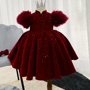 ชุดเดรสเจ้าหญิงสำหรับเด็กผู้หญิงขนาดใหญ่ผ้ากำมะหยี่แขนระบายสำหรับฤดูหนาวชุดฤดูใบไม้ร่วง - Product Image 3