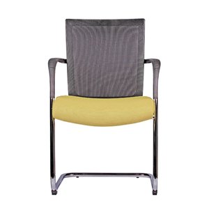Silla de Conferencia Moderna Beta HOCQ68002 con Cojín Amarillo, Respaldo de Malla, Estructura Metálica, Fija, Plegable y Apilable para Sala de Estar, Escuela, Hotel - Product Image 1