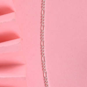 Chaîne Figaro en argent de 18 pouces Très Chic avec diamant Moissanite en or rose et platine pour mariages, cadeaux, fiançailles, fêtes - Product Image 2