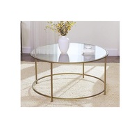 2024 grande table basse tendance avec dessus en verre trempé avec support brillant en métal doré utilisé dans le salon de l'hôtel à la maison au meilleur prix