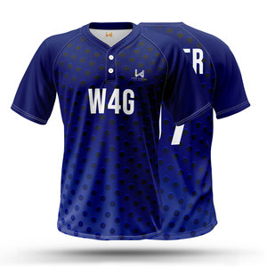 Camiseta de béisbol de 2 botones de manga corta profesional personalizada, camiseta de equipo de talla grande de alta calidad, número de nombre 3D, retales frontales - Product Image 3