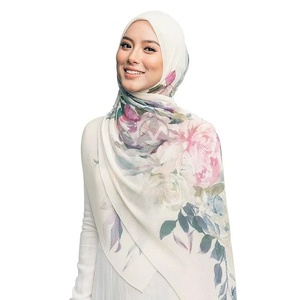 Dernier foulard pour femmes personnalisé, printemps, ethnique, doux pour la peau, imprimé, plissé, floral, en mousseline de soie, hijab, châles froissés pour bébé, Pakistan - Product Image 5