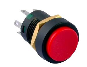 Interruptor de Botón Pulsador Autoblocante de Latón/Acero Inoxidable IP65, Control 1NO/2NO, 1NO1NC, Encendido-Apagado, 220V Máx., 24V Máx., 3A Máx. Corriente, 16mm - Product Image 1