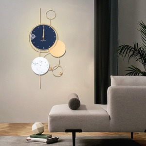 Stylish <strong>Round</strong> Gold And Blue <strong>Color</strong> Wall <strong>Clock</strong> For Home Living Room Office Bedroom Study Room And Elegant Interior Decor - Product Image 5