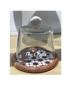 Metal And Wooden Food Serving Tray With <b>Dome</b> Exclusive Quality Serving Tray With <b>Glass</b> <b>Dome</b> For Wholesale - Product Image 3