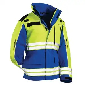 Pakistan Manufacture Wholesale LED Reflective Strip Blue Safety Jacket For Construction High Visibility Security Winter Jacket