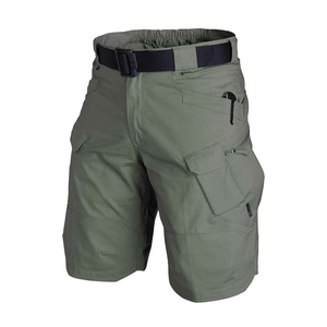 Pantalones cortos de lona transpirable ecológicos informales a prueba de viento para hombre rasgados empalme personalizado - Product Image 3