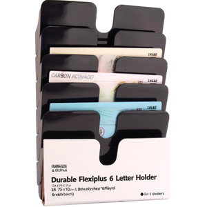 Portadocumentos Flexible y Duradero Flexiplus para 6 Cartas, 34 x 75 x 10 cm, DIN A4, Poliestireno, 6 Compartimentos, Negro - Product Image 2