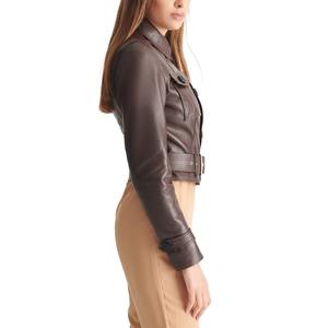 Chaqueta de cuero de motocicleta para mujer de invierno de nueva moda personalizada de alta calidad más vendida, lona impresa transpirable acolchada genuina - Product Image 4