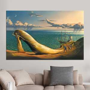Impression sur toile de plage aux talons hauts surréalistes : Scène océanique fantastique, TOILE ENVELOPPEE - Product Image 1