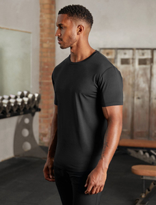 Camiseta de poliéster Spandex con logotipo personalizado de alta calidad, camisetas de gimnasio para hombre con panel de Color para entrenamiento - Product Image 4