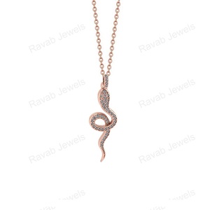 2025 buena calidad 45x13mm circón serpiente colgante collar chapado en oro plata esterlina fina joyería personalizada hecha India aniversario - Product Image 2