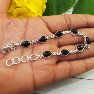 สร้อยข้อมือเทนนิสทำมือ925เงินสเตอร์ลิงสีดำพลอยนิลเครื่องประดับเงินชั้นดีสำหรับงานแต่งงานและของขวัญ - Product Image 5