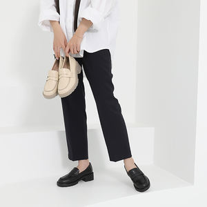 [JSHOE] fait à la main en cuir de vachette véritable Daddio Penny mocassins pour femmes confort bout rond antidérapant talon épais chaussures habillées 4.5cm - Product Image 2