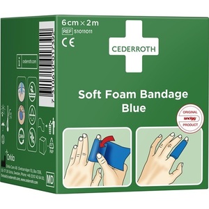 CEDERROTH Self-Adhesive Elastic <b>Blue</b> Foam Bandage 6 cm X 2 m Soft and Comfortable <b>Roll</b> - Product Image 4