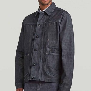Chaqueta vaquera oscura para hombre, ropa de abrigo de utilidad estructurada, estilo Streetwear, abrigo de algodón con bolsillos grandes, ropa de moda informal - Product Image 4