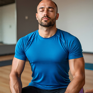 Camisetas de manga corta para ejercicio de Yoga, camisetas 100% de poliéster y algodón, camisetas atléticas de verano para hombres - Product Image 2