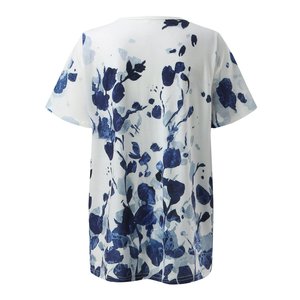 T-shirts en polyester à la mode décontractée pour femmes, boutons à col en U, manches courtes, coupe ample, motif imprimé pour la sublimation en vrac - Product Image 4
