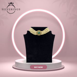 NOVAMART Fine Moissanite <b>Choker</b> Necklace with Emerald and Pearl Accent Wholesale Export - Product Image 3