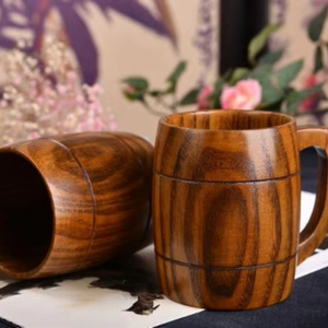 แก้วไม้คุณภาพพรีเมียมสำหรับกาแฟ ชา เบียร์ แก้วน้ำไม้ธรรมชาติสำหรับใช้ในครัว - Product Image 1