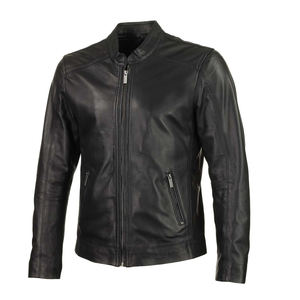 Veste Bomber en cuir PU noir pour hommes à forte demande coupe ajustée col montant Style moto automne hiver vêtements d'extérieur décontractés - Product Image 3