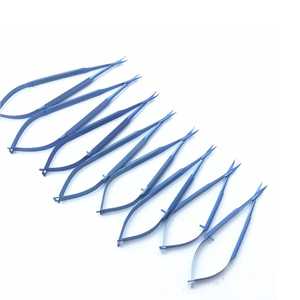 Ciseaux droits à ressort à double action, réutilisables, en acier inoxydable bleu plasma, pour manucure russe, cils et sourcils, pour droitiers - Product Image 1