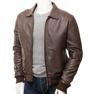 2025 personalizado de alta calidad de los hombres de cuello alto de piel de oveja genuina chaqueta de cuero de motociclista chaqueta de invierno de cuero puro - Product Image 1