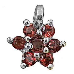 Women's Red Garnet <b>Flower</b> Pendant in Silver with Rose Gold Platinum and Rhodium Plating Elegant Charm Jewelry for <b>Gifts</b> - Product Image 3