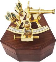 Sextant de navire en laiton massif de style antique avec boîte en cuir Trophées et plaques élégants Approvisionnement en gros de l'Inde