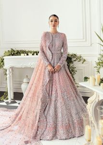 IMPRESIONANTE BORDADO PESADO EN VESTIDO ROSA LARGO DEL PISO DE NOVIA CON CUENTAS DE CRISTAL EMBELLECIDAS, TRABAJO DE DABKA PARA BODA @ 2024 - Product Image 2