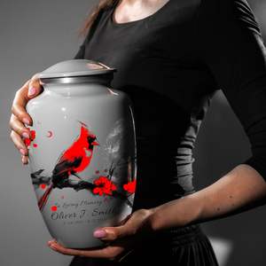 Urnas Personalizadas para Cenizas Humanas Urna Funeral de Cremación para Cenizas para Mujeres y Hombres Urna Cardinal Roja Decorativa Grande - Product Image 2