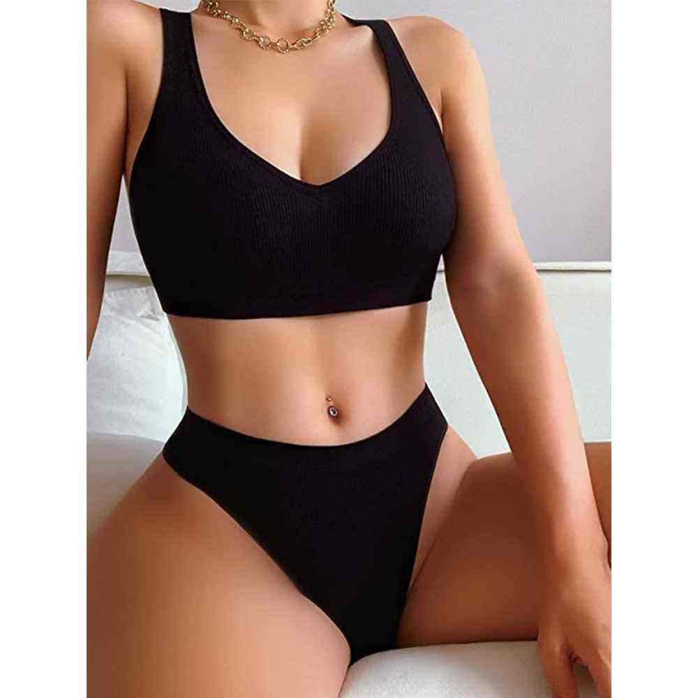 High Quality Women Underwear Bra Brief Set Two Piece Lingerie Set Wholesale Breathable Sexy Bra Seamless Custom Front Medium