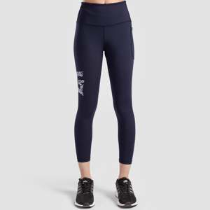Leggings de yoga bleu marine ajustés en maille fluide avec effet push-up et motif strass, taille 3XL, en Spandex et Nylon - Product Image 1