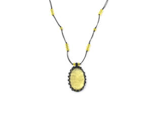 หินเลมอนควอตซ์พร้อมลูกปัดทำด้วยมือทรงรีแฟชั่นแกะสลักหินร้อยสร้อยคอจี้ - Product Image 5